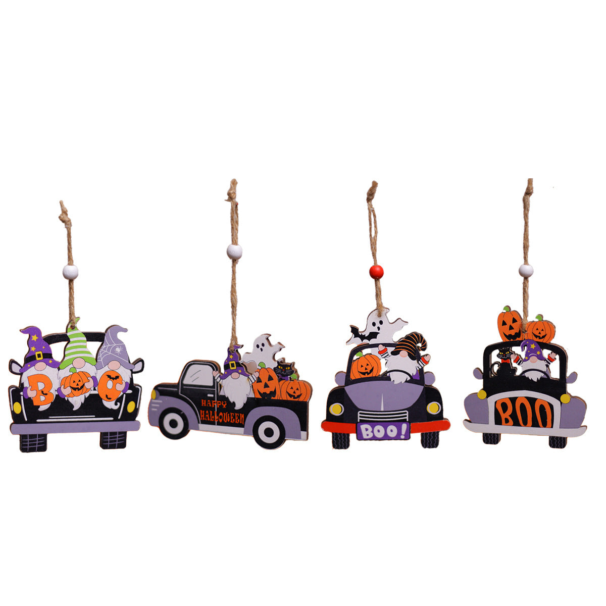 Wholesale Halloween Painted Cartoon Pumpkin White Ghost Faceless Doll Wooden Pendant